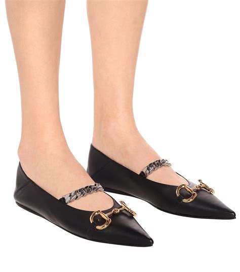 gucci ballet flats with chain and horsebit